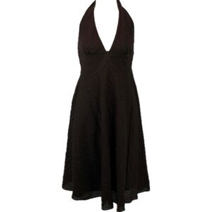 J. Crew Black Muslin Backless Halter Dress Size 0 Built in Bra